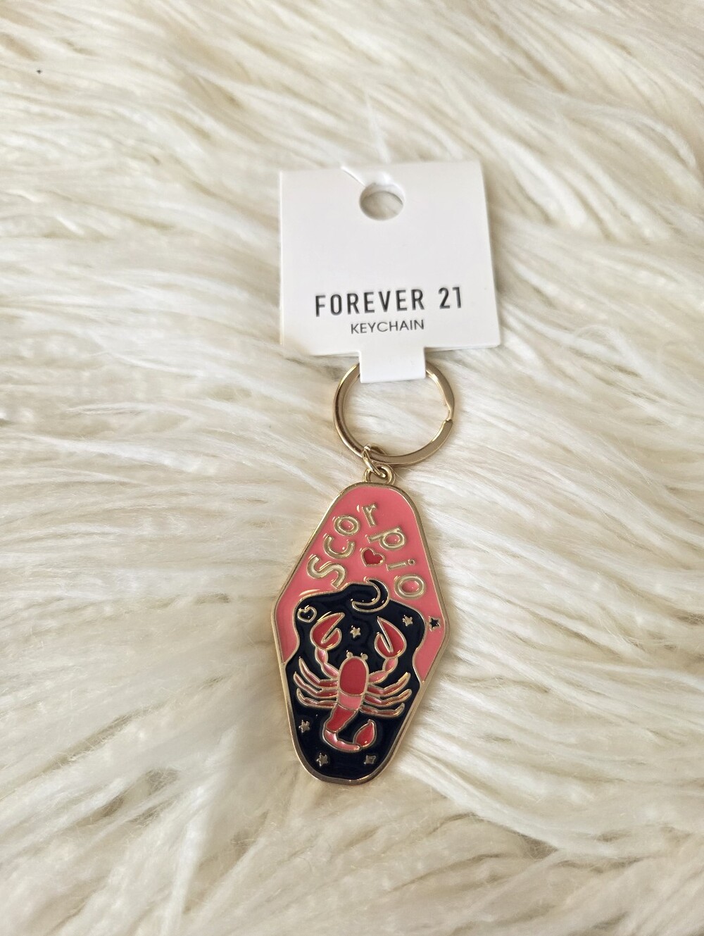 Forever 21 Pink and Black Scorpio Enamel Keychain